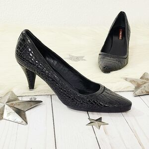 Vintage Prada black patent croc pumps size 36